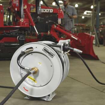 Roughneck Dual Grease Oil Hose Reel with 50ft Hoses 1/4in x 50ft Grease Hose 1/2in x 50ft Oil Hose