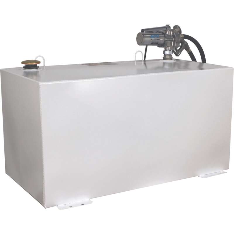 Better Built Steel Transfer Fuel Tank With GPI 12V Fuel Transfer Pump 100 Gallon White Rectangular 15 GPM