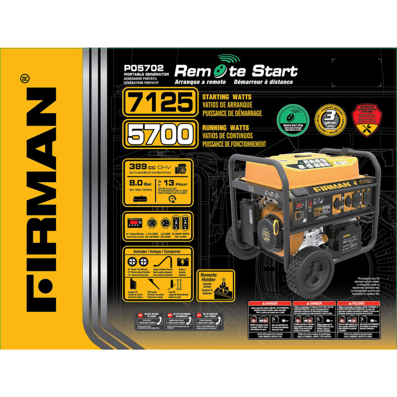 Firman Portable Generator, Surge Watts 71253