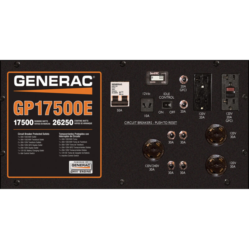 Generac GP17500 Portable Generator 26,250 Surge Watts4