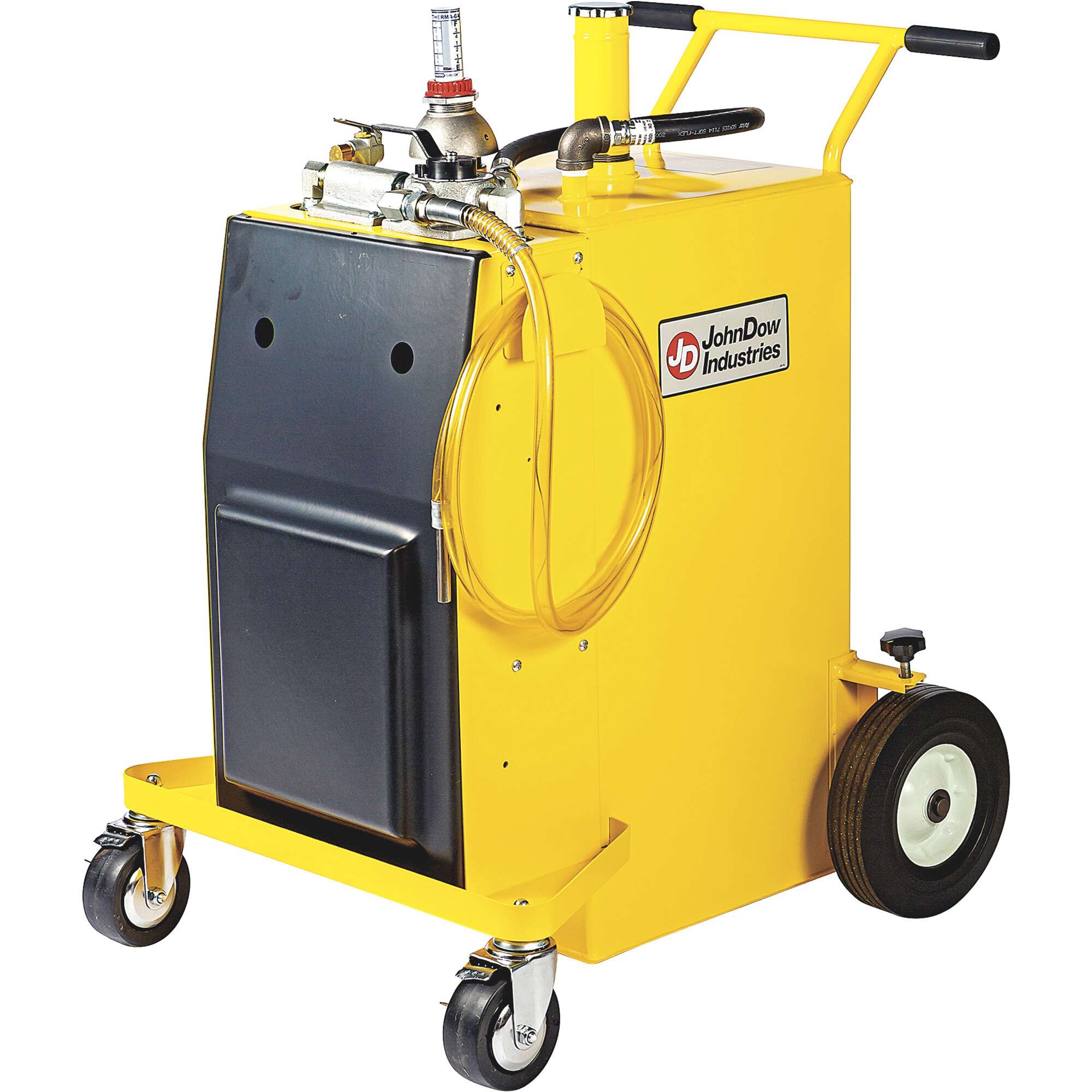 JohnDow Industries Diesel Fuel Caddy with Air Operated Pump 30Gal Capacity Steel Yellow