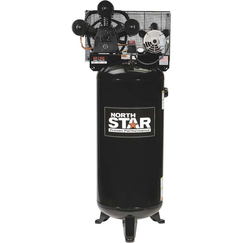 NorthStar High Flow Electric Air Compressor 4.7 HP 230 Volt 1 Phase 60 Gallon Vertical Tank