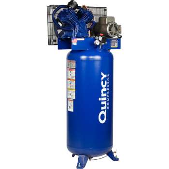 Quincy QT 54 Splash Lubricated Reciprocating Air Compressor 5 HP 230 Volt 1 Phase 60 Gallon Vertical