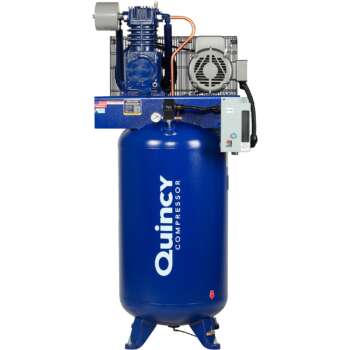 Quincy QT 7.5 Splash Lubricated Reciprocating Air Compressor 7.5 HP 230 Volt 1 Phase 80 Gallon Vertical