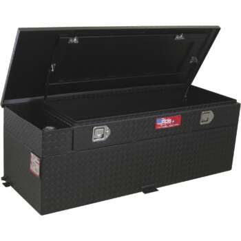 RDS Aluminum Auxiliary Fuel Tank Toolbox Combo 90Gallon Rectangular Black Diamond Plate Fuel Filler Shroud