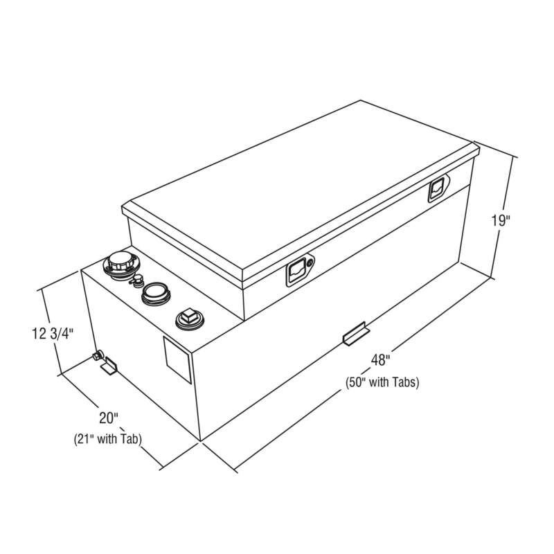 RDS Aluminum Transfer Fuel Tank Toolbox Combo 50 Gallon Rectangular Diamond Plate7