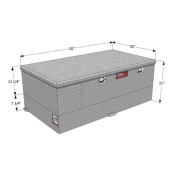 RDS Aluminum Transfer Fuel Tank Toolbox Combo with GPI 12V Fuel Transfer Pump 52Gallon Rectangula Diamond Plate 15 GPM1