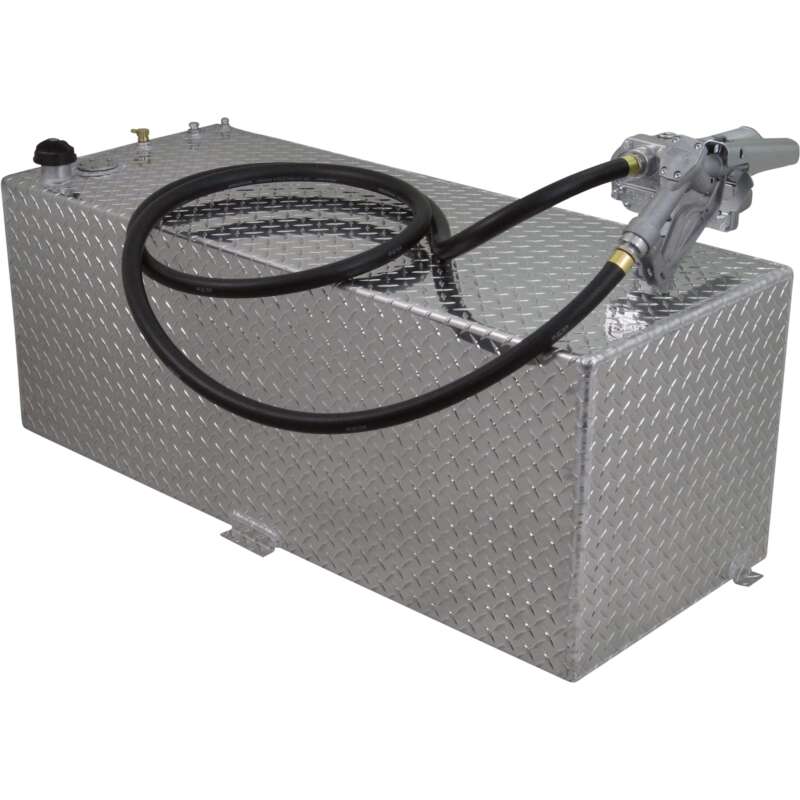 RDS Aluminum Transfer Fuel Tank with GPI 12V Fuel Transfer Pump 80Gallon Rectangular Diamond Plate 15 GPM1