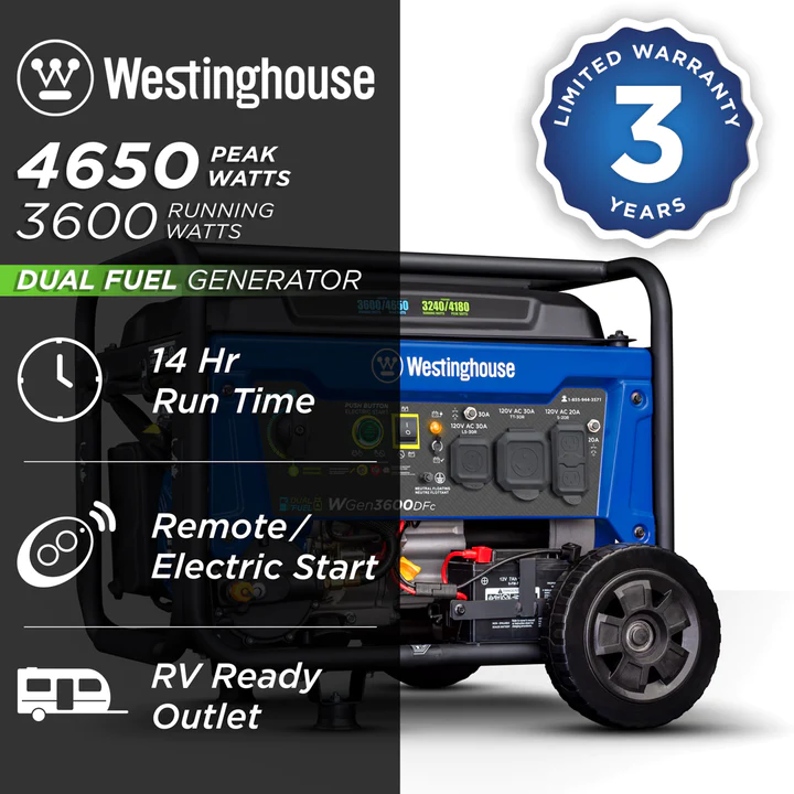 Westinghouse WGen3600DFc portable generator1
