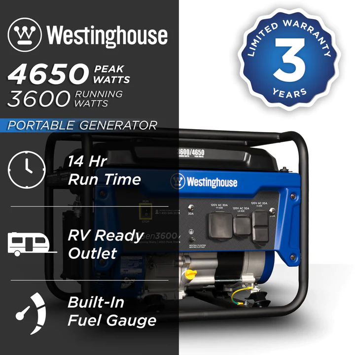 Westinghouse WGen3600v Portable Generator Stationary1