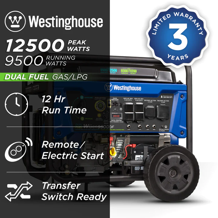 Westinghouse WGen9500DF Dual Fuel Portable Generator2