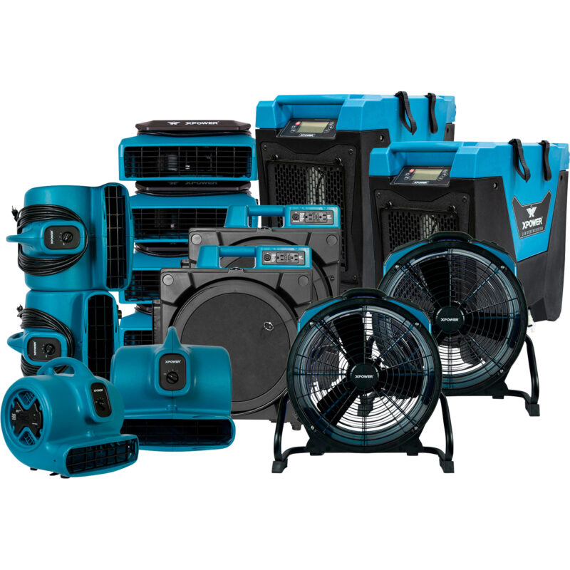 XPOWER 14 Pc Water Contractor Pack 4 Air Movers 4 Low Profile Air Movers 2 Axial Air Movers 2 Commercial Air Scrubbers 2 Commercial LGR Dehumidifiers