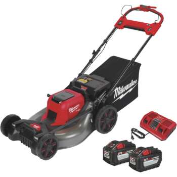 Milwaukee M18 FUEL Self Propelled Dual Battery Cordless Lawn Mower Kit 21in Deck Includes Two 12.0 Ah Battery Packs and M18 Dual Bay Rapid Charger