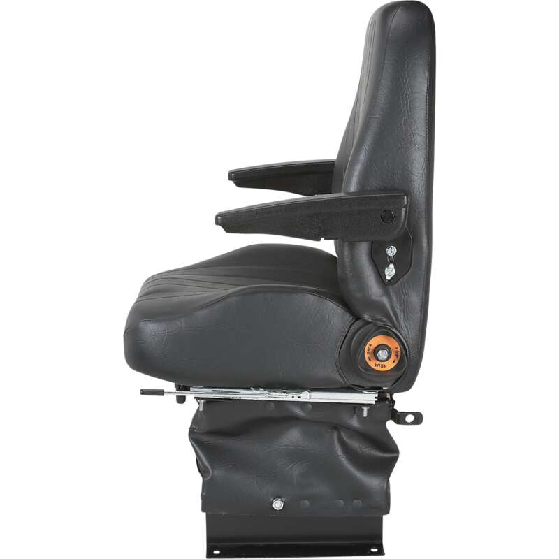 Wise Suspension Tractor Seat with Armrests Black