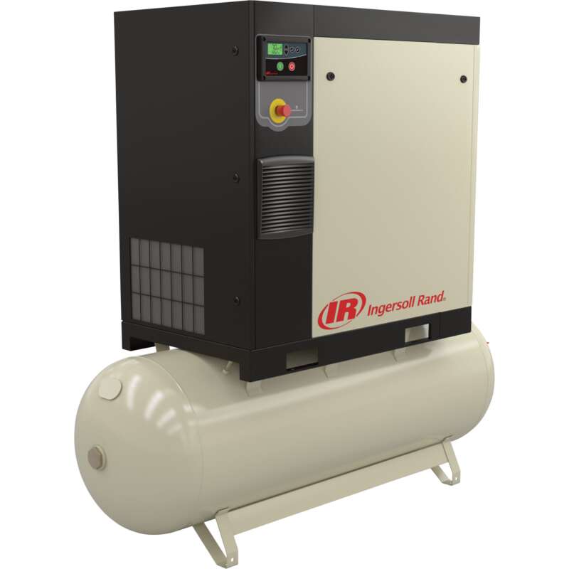 Ingersoll Rand Rotary Screw Compressor 5 HP 230 Volt 1Phase 16.93 CFM 125 PSI 80 Gallon Tank