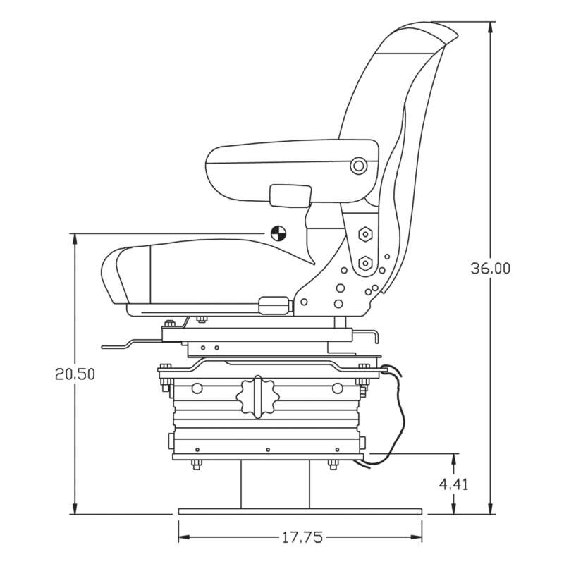 Sears Brand Backhoe Mechanical Seat and Suspension 285Lb Capacity Black Vinyl