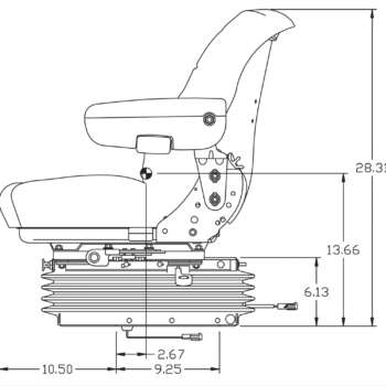 K&M Uni Pro KM 1003 Deluxe Seat and Suspension with 12 Volt Compressor Fabric Gray