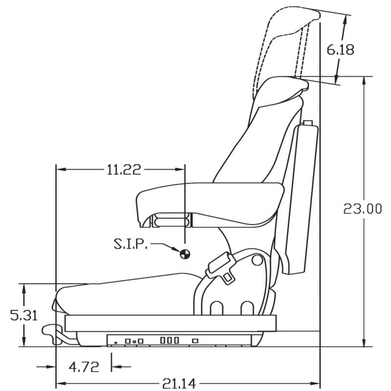 K&M Uni Pro KM 136 Low Profile Air Suspension Seat with 12 Volt Compressor 375 Lb Capacity Vinyl