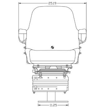 K&M Uni Pro KM 535 Backhoe Seat and 12V Air Suspension 285Lb Capacity Vinyl