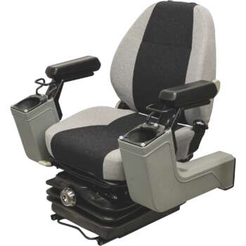 K&M Uni Pro Construction Mechanical Suspension Seat with Pods Fabric Cover Black and Gray