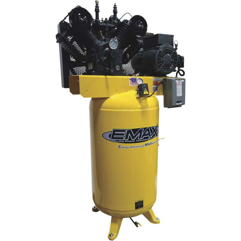 EMAX Industrial 10 HP 2 Stage 80 Gallon Vertical Air Compressor 230 Volt 1 Phase