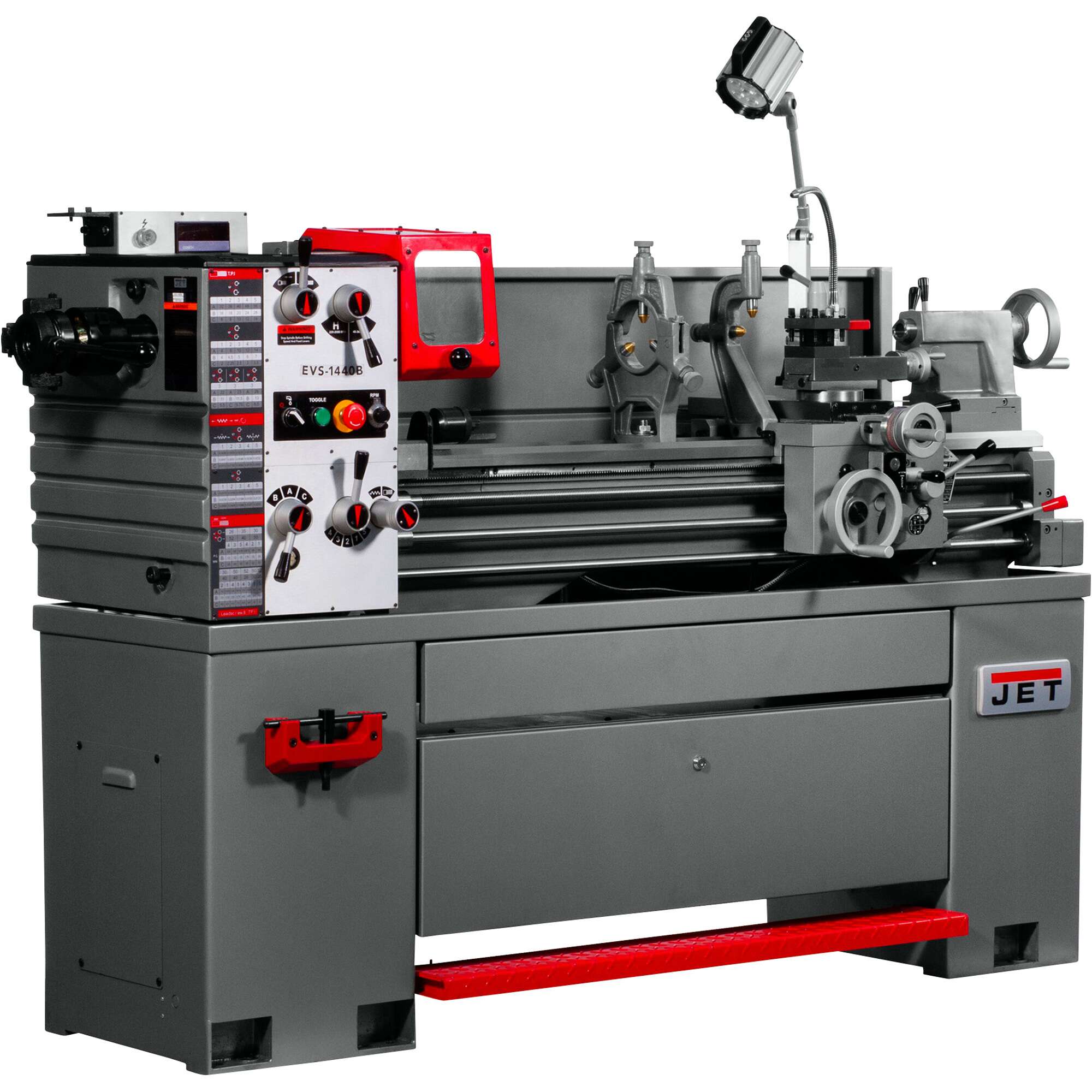 JET 14in x 40in Electronic Variable-Speed Lathe with Acu Rite 203 DRO Taper Attachment and Collet Closer 3 HP 230 460V