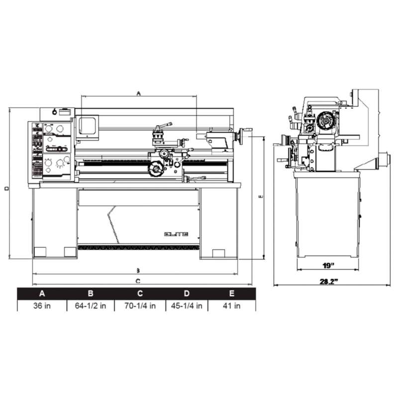 JET Elite Metal Lathe with ACU RITE 203 DRO Taper Attachment and Collet Closer 14in x 40in