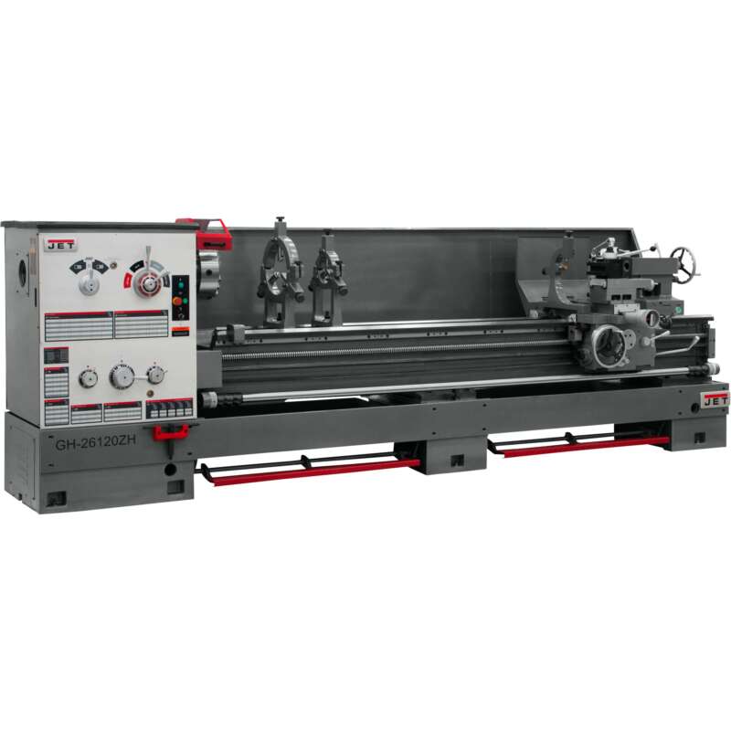 JET ZH Series 4 1 8in Spindle Bore Lathe with Acu Rite 203 DRO and Taper Attachment 26in x 120in