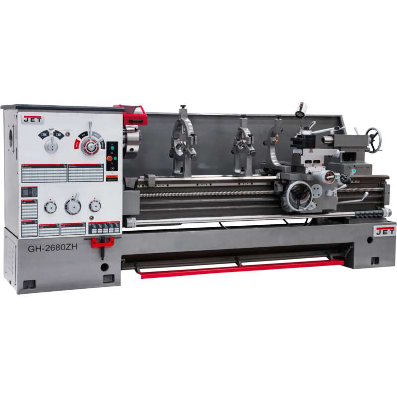 JET ZH Series 4 1 8in Spindle Bore Lathe with Acu Rite 203 DRO and Taper Attachment 26in x 80in