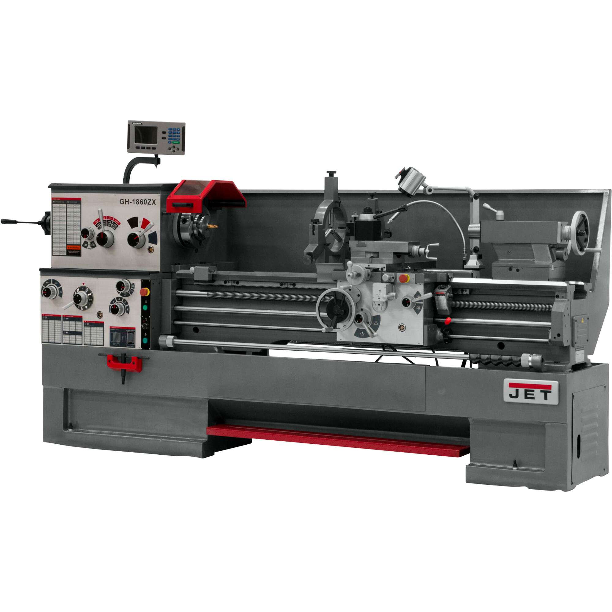 JET ZX Series Large Spindle Bore Lathe with Acu Rite 203 DRO Taper Attachment and Collet Closer 18in x 60in