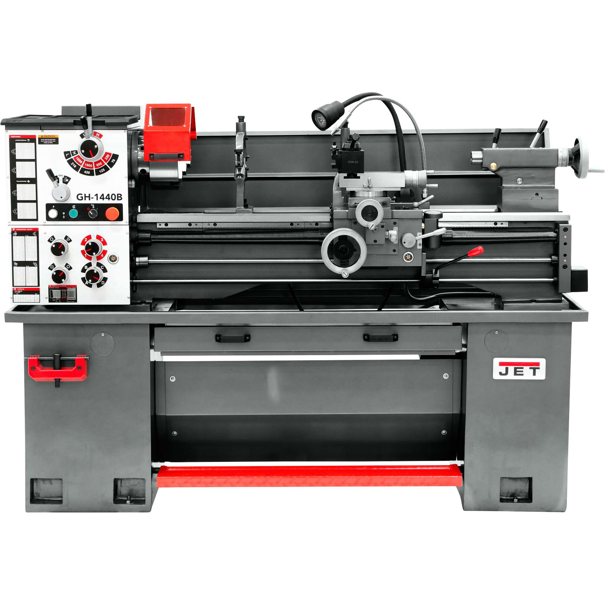 JET ZX Series Large Spindle Bore Lathe with Acu Rite 203 DRO with Taper Attachment and Collet Closer 14in x 40in