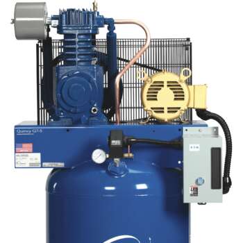 Quincy QT 5 Splash Lubricated Reciprocating Air Compressor 5 HP 230 Volt 3 Phase 80 Gallon Vertical