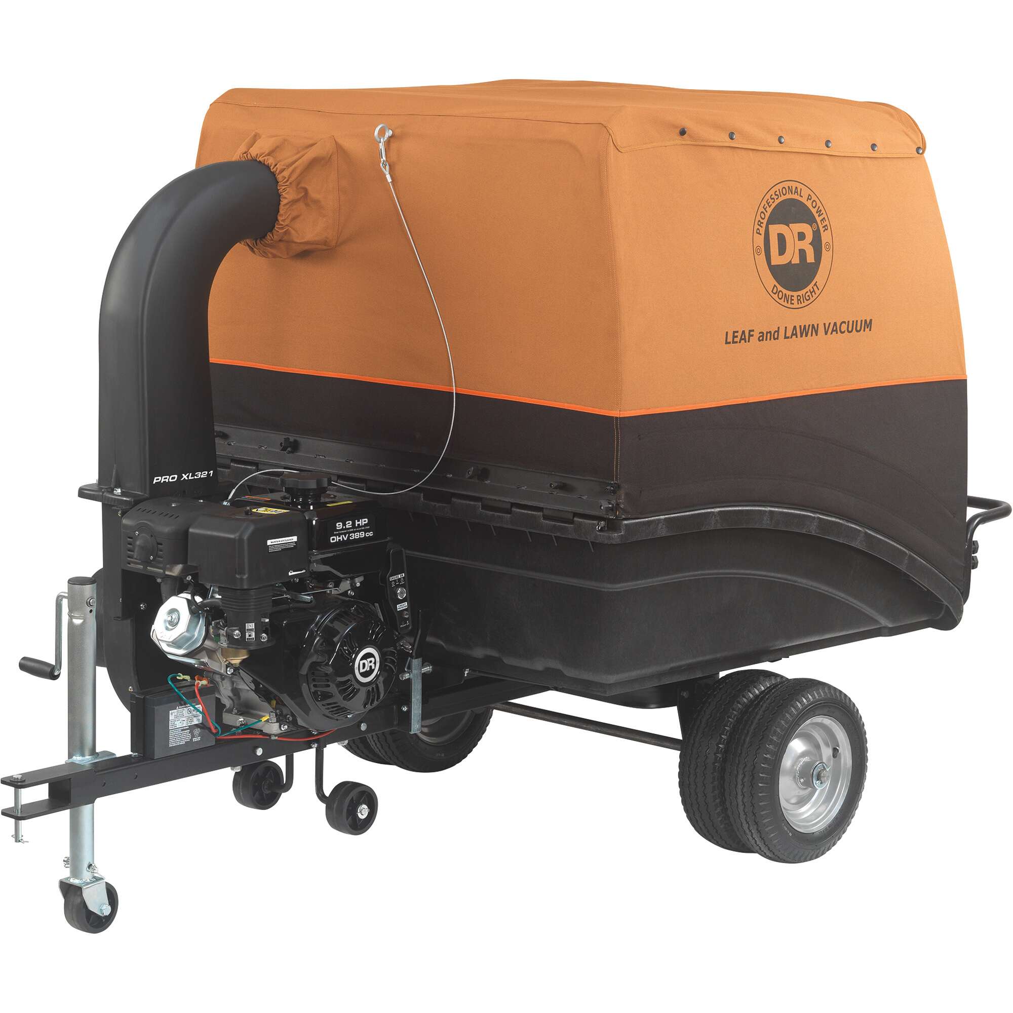 DR Power Pro XL321 Tow Behind Lawn and Leaf Vacuum 50inW 389cc Engine 321Gal Capacity