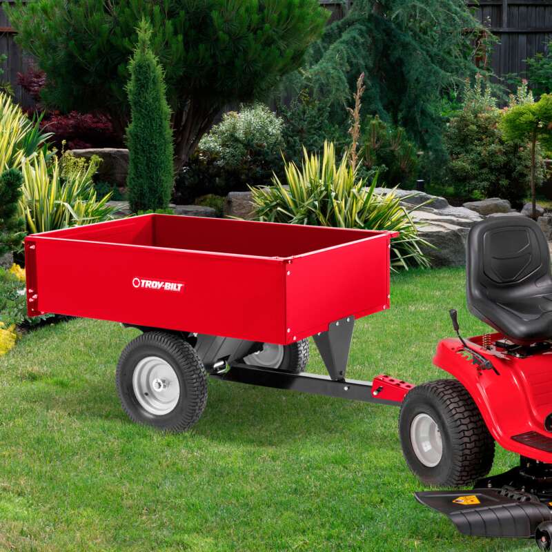 Troy Bilt Steel Swivel Dump Cart 1000Lb Capacity 12 Cu Ft