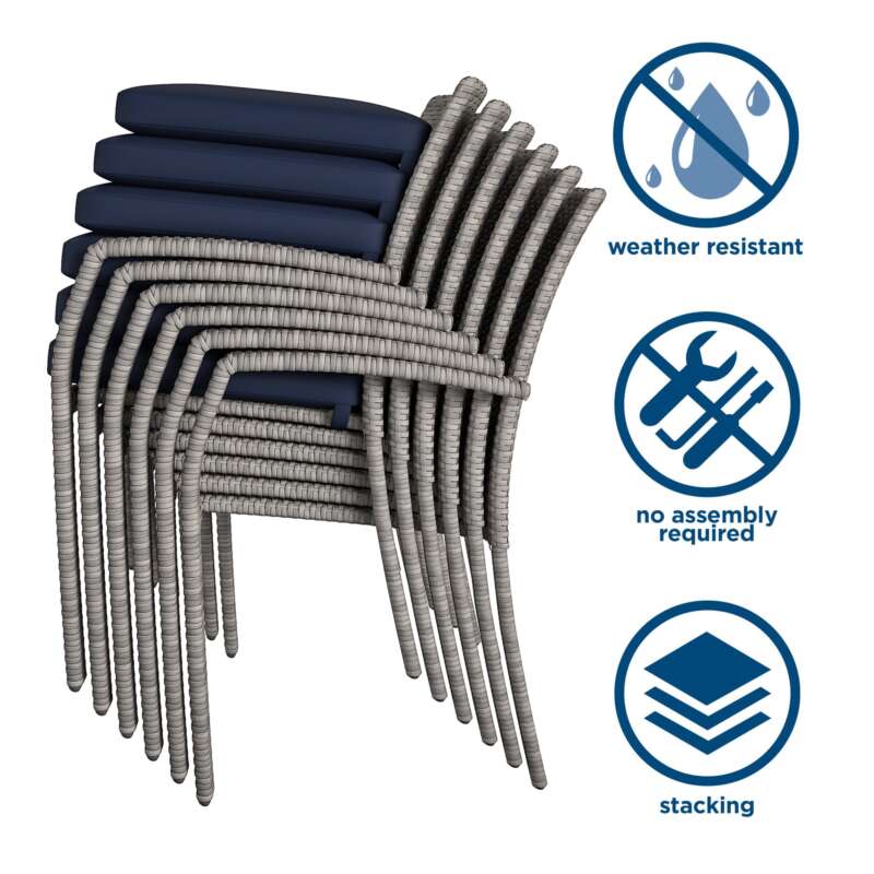 Cosco Lakewood Ranch Steel and Wicker Dining Chairs 6 PK Primary Color Gray Material Multiple Width 22.44 in