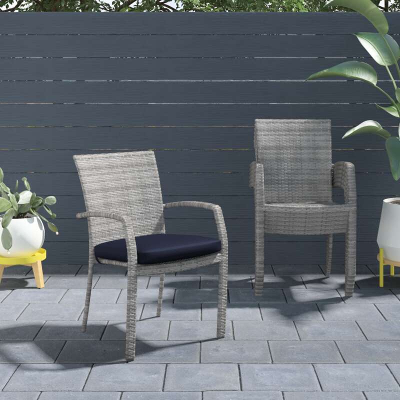 Cosco Lakewood Ranch Steel Woven Wicker Patio Dining Set Pieces qty 7 Primary Color Gray Seating Capacity 6
