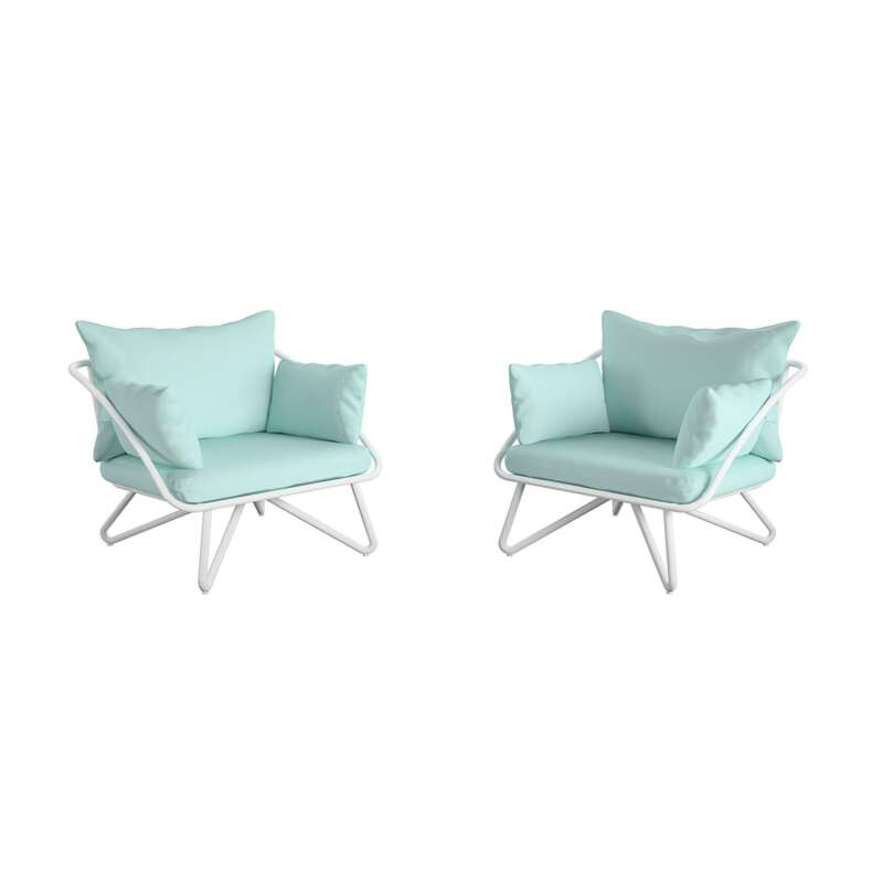 Novogratz Teddi Outdoor Lounge Chairs 2piece Aqua Haze Primary Color Other Material Steel Width 30.75 in