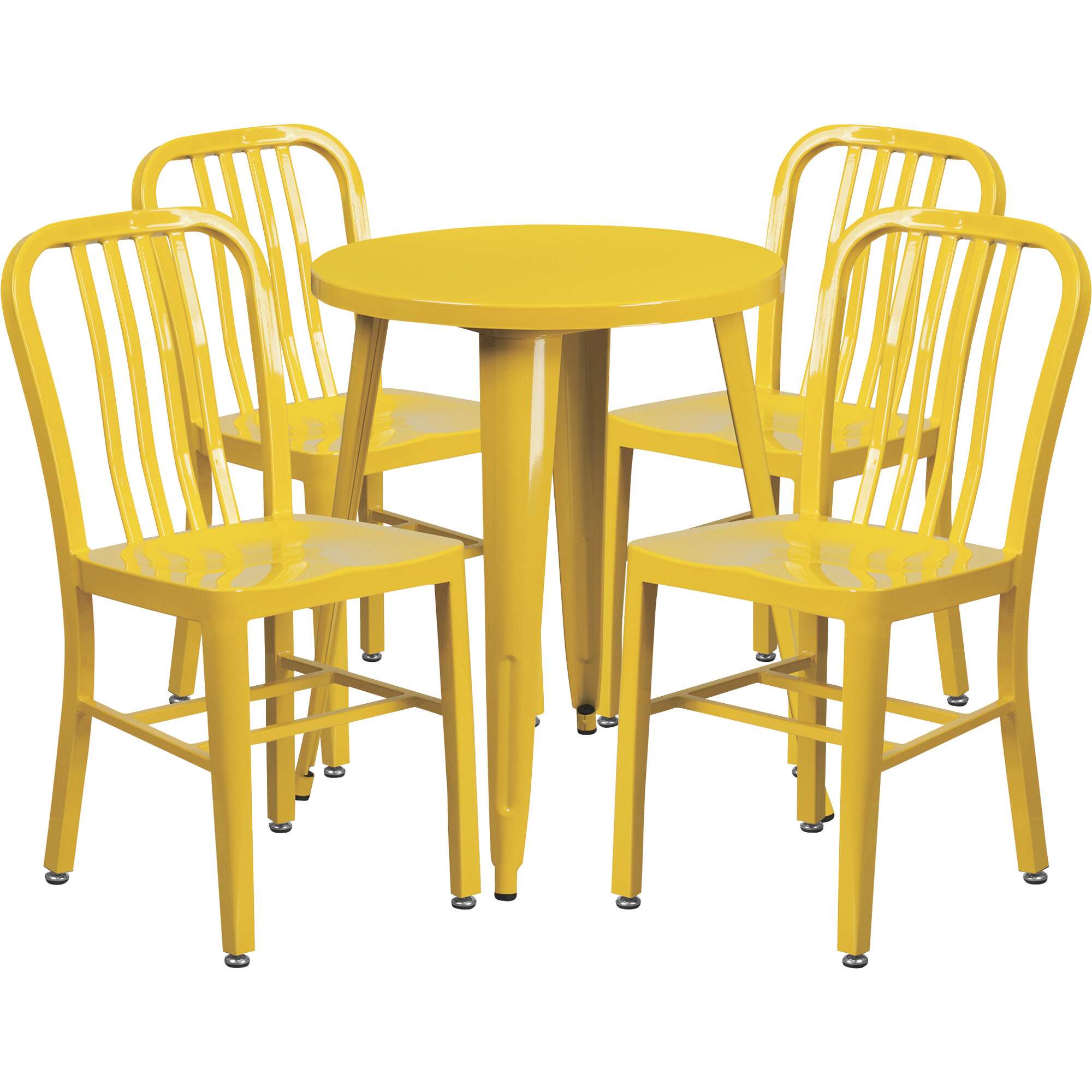 Flash Furniture 5Pc Metal Dining Set 24in Round x 29in H Table with 4 Industrial Style Chairs