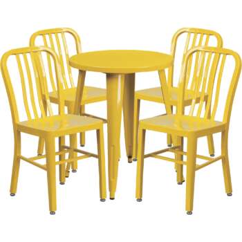 Flash Furniture 5Pc Metal Dining Set 24in Round x 29in H Table with 4 Industrial Style Chairs