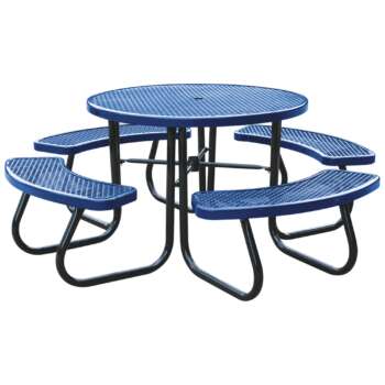 Paris 46in Round Metal Picnic Table with Built in Umbrella Support