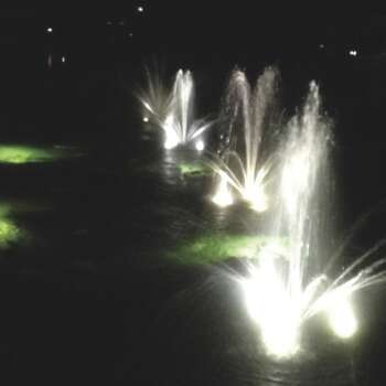 Outdoor Water Solutions Floating Pond Fountain with LED Lights 1/2 HP 4 Nozzles