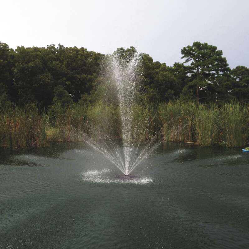 Outdoor Water Solutions Floating Pond Fountain with LED Lights 1 HP 4 Nozzles