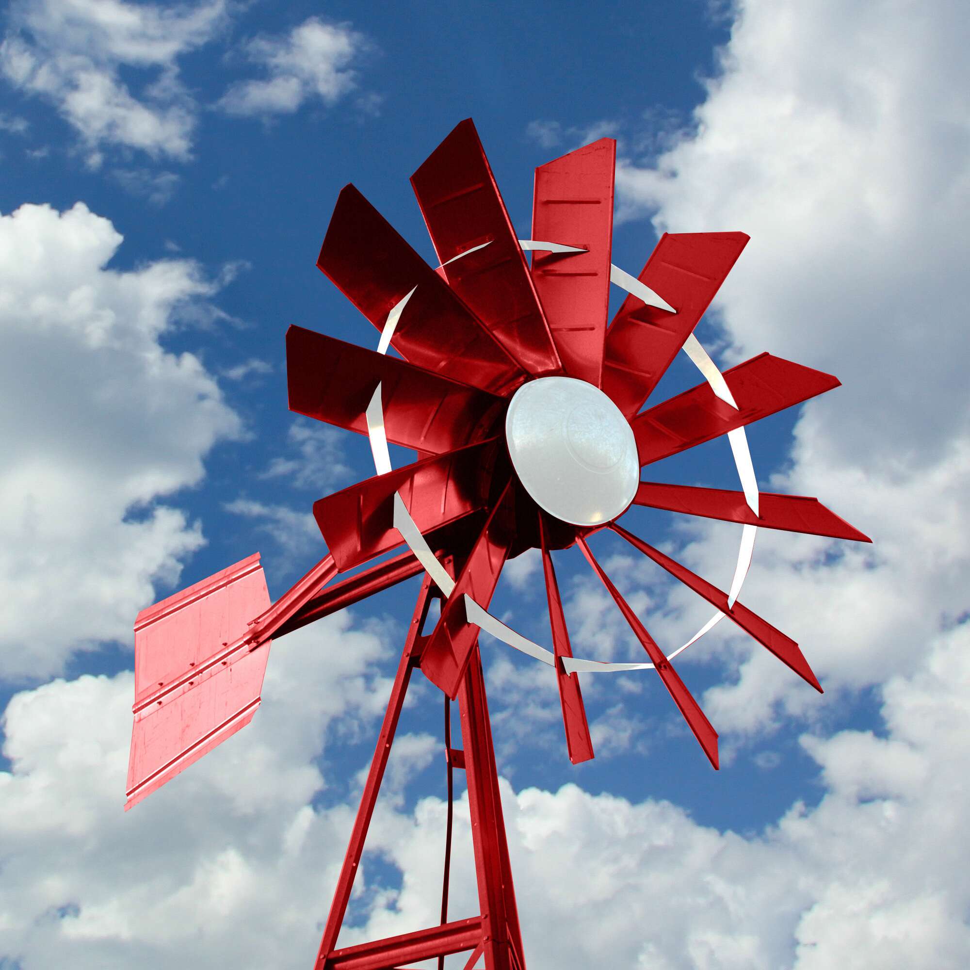 Outdoor Water Solutions Aeration Windmill System 23ft Tall Red and White