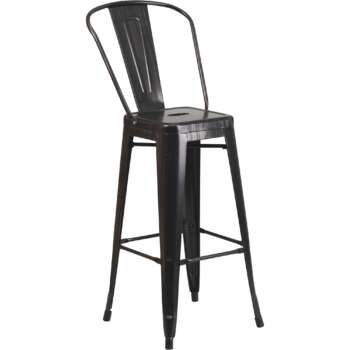 Flash Furniture 5Pc Metal Bar Set 30in Round x 41in H Table with 4 Bistro Barstools