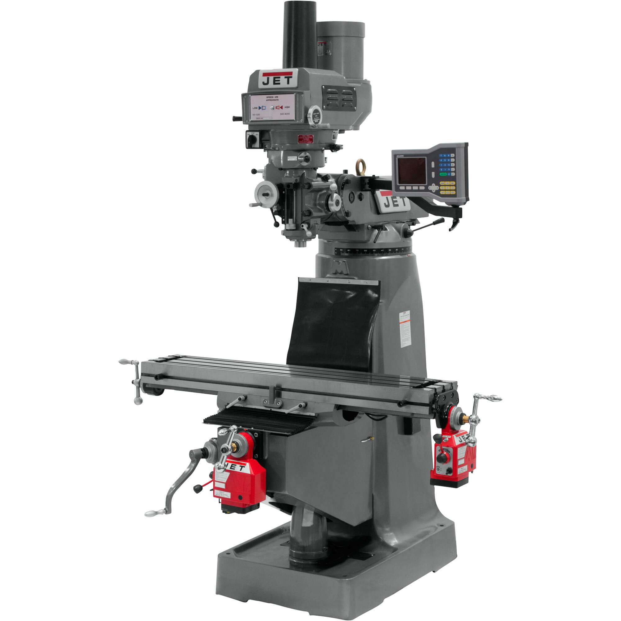 JET Variable Speed Milling Machine with X and Y Axis Powerfeeds with Power Draw Bar 9in x 49in 230 Volt 3Phase