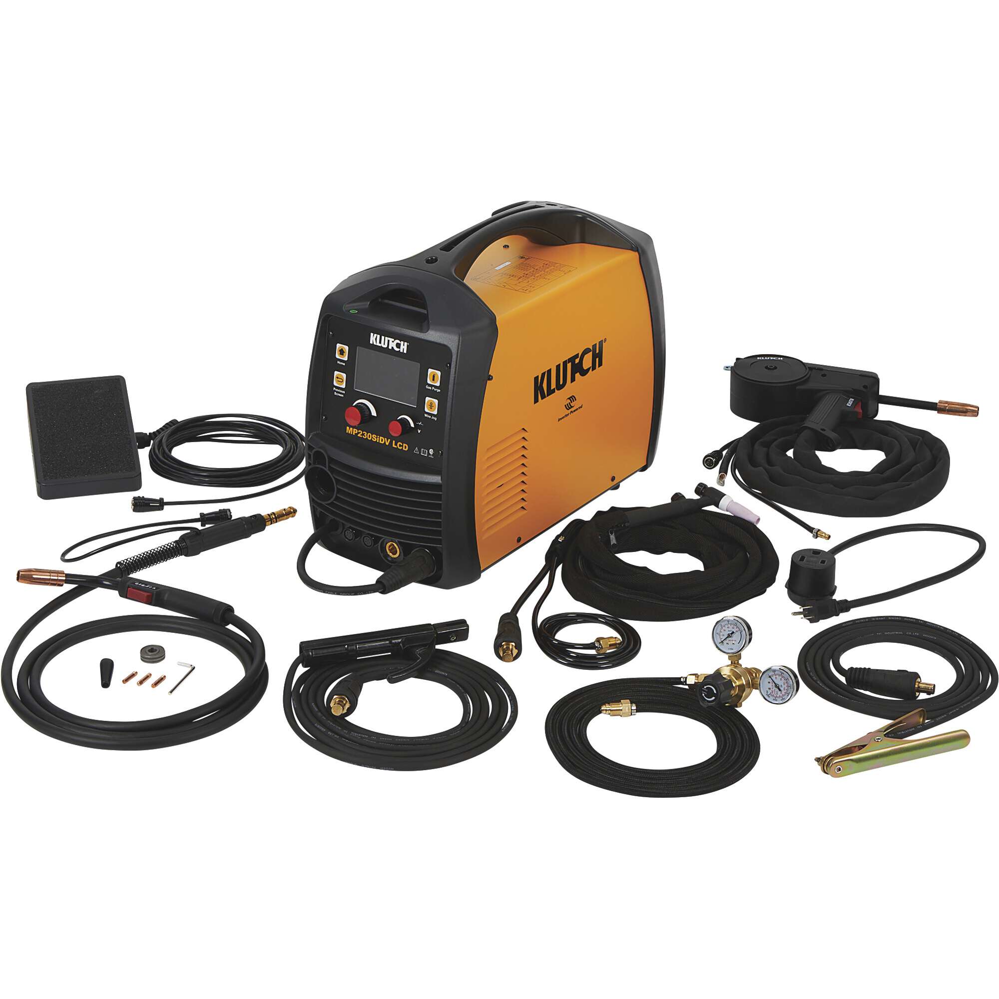 Klutch MP230SiDV LCD MIG Welder with Multi Processes Spool Gun LCD Display and Dual Voltage